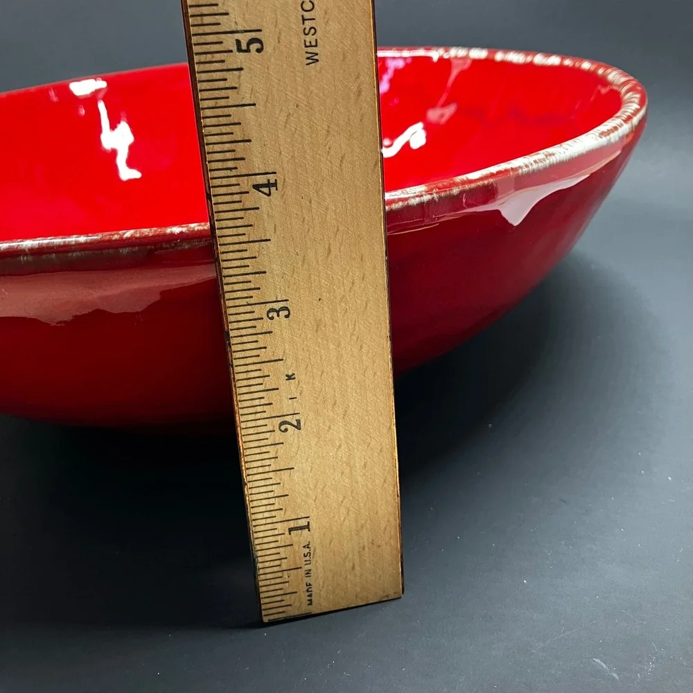 Umbriaverde Ceramiche Serving Bowl 12in Red Handmade Italy Large Centerpiece